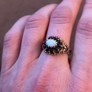 Opal and Sapphire Ring in Gold